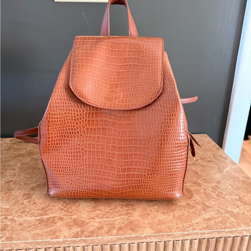 Urban Expressions Croc-Embossed Brown Backpack